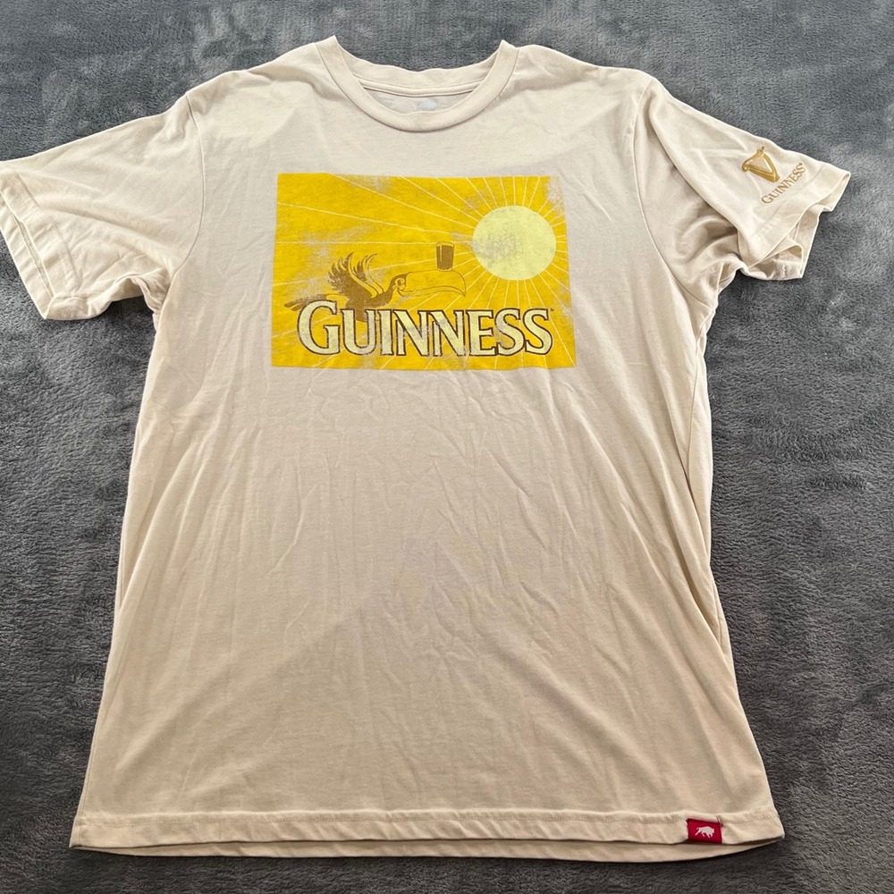 Sportiqe Guinness Toucan Graphic T-Shirt Mens Large Cream Tri-Blend Short Sleeve